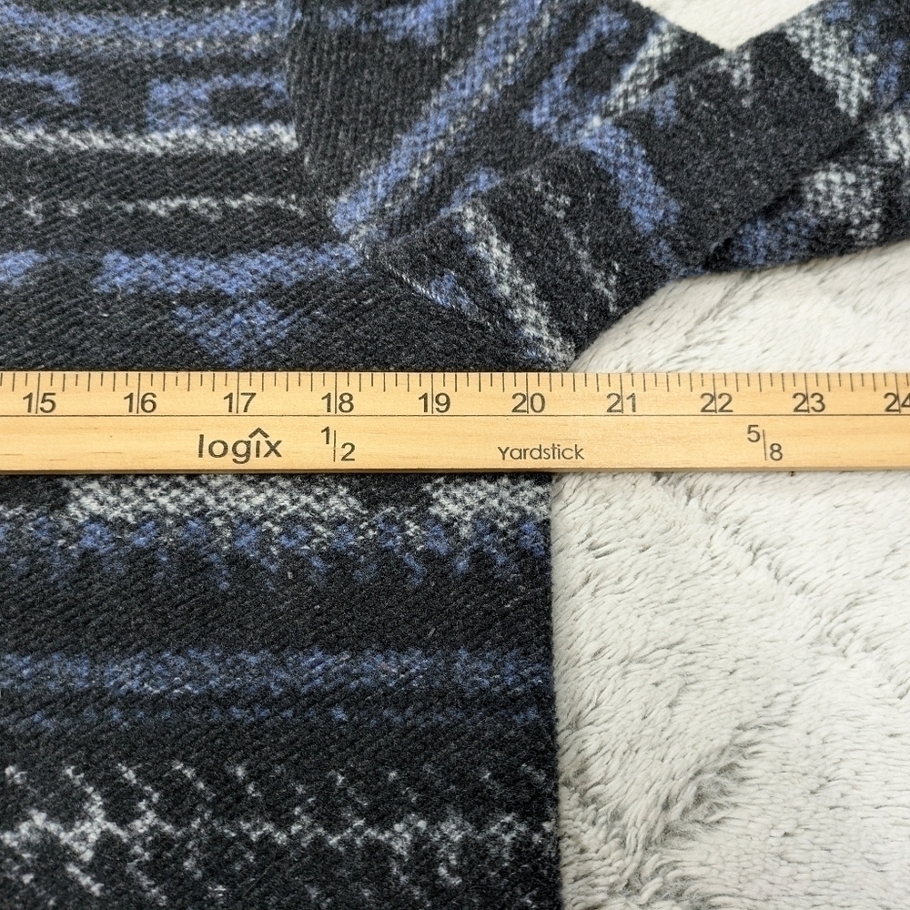 Sol Angeles Hoodie Women's M Gray Blue Aztec Baja Pullover Sweater V-Neck - Picture 5 of 9